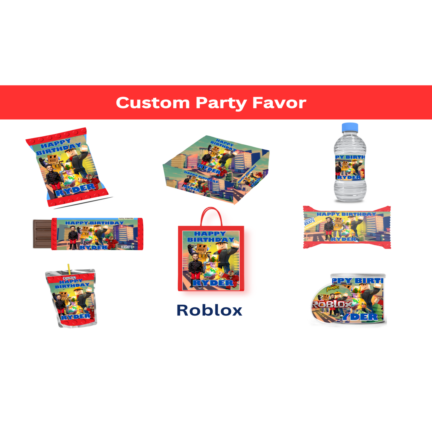 Jaden Blox Party Favor Templet
