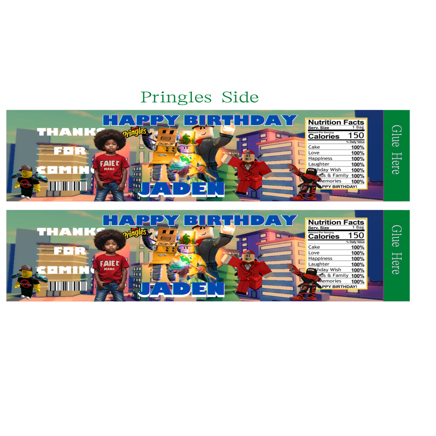 Jaden Blox Party Favor Templet