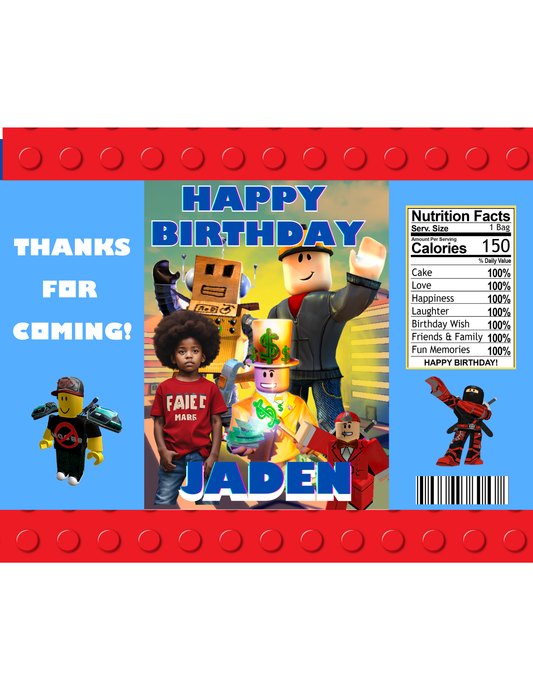 Jaden Blox Party Favor Templet