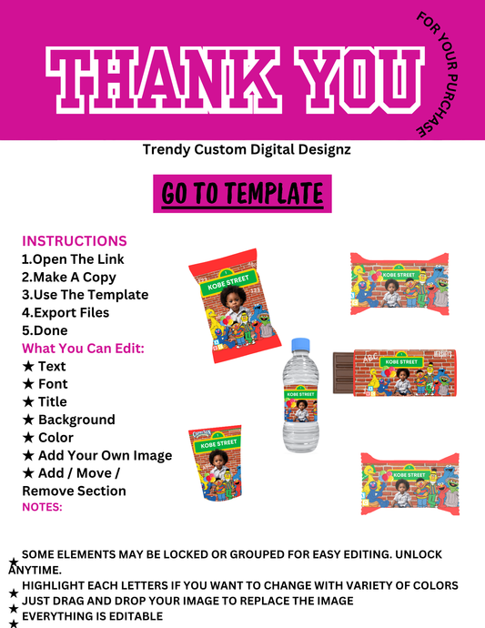Canva digital custom Party favors wraps